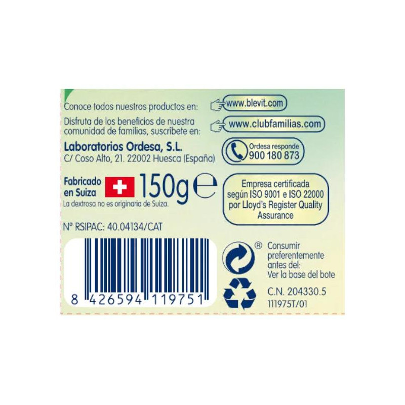 Blevit Barriguitas Felices 150g