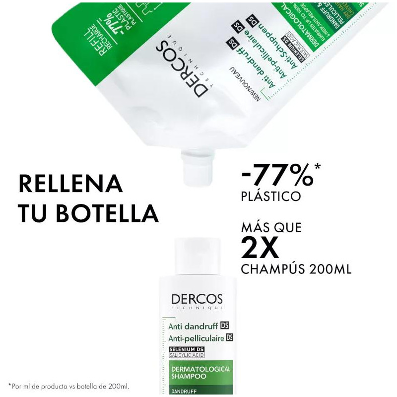 Vichy Dercos Technique Champú Anticaspa Seca Hidrata y Calma el Cuero Cabelludo 390 ml