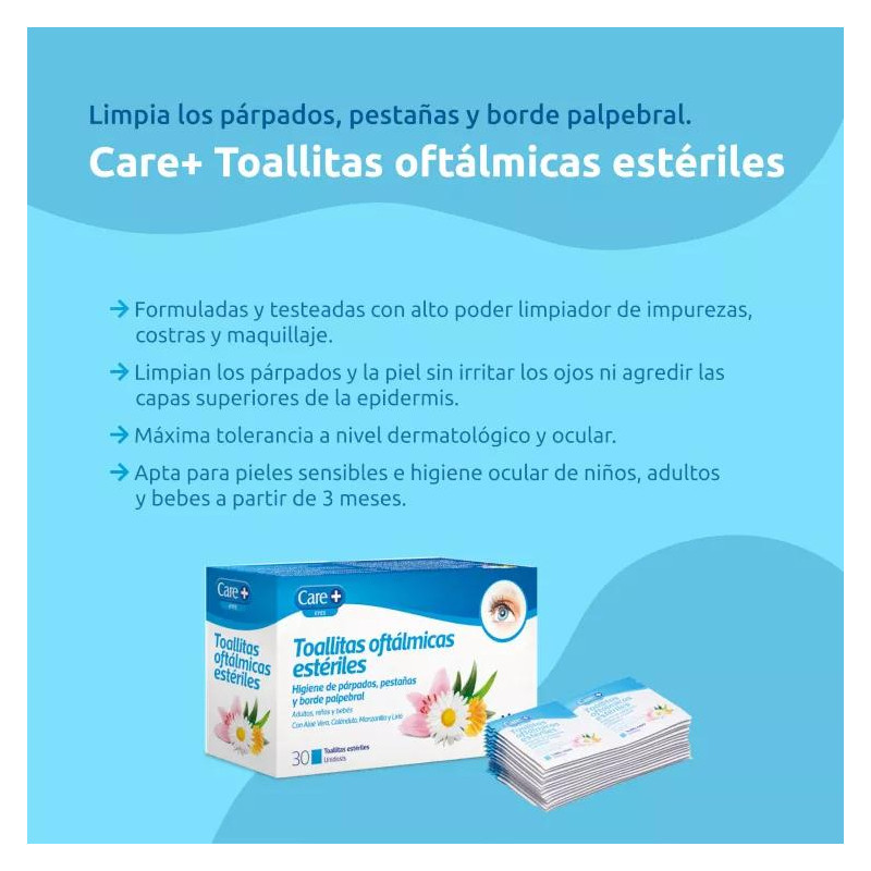 Care+ Toallitas Oftálmicas Higiene Diaria 30 uds